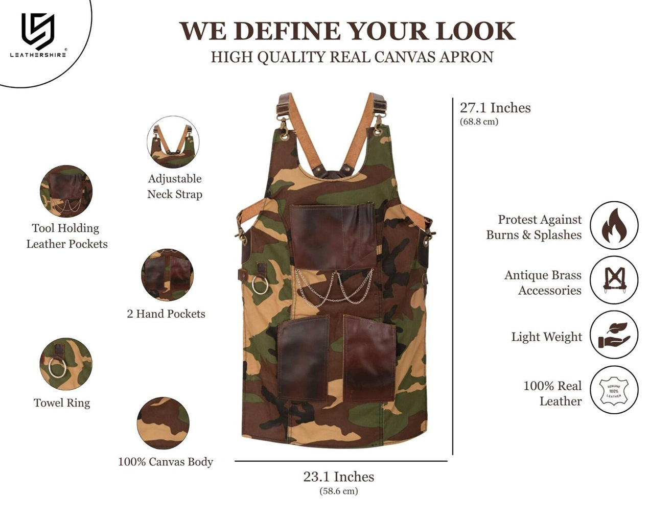 The Montana Cmaouflage Ladies Canvas Apron