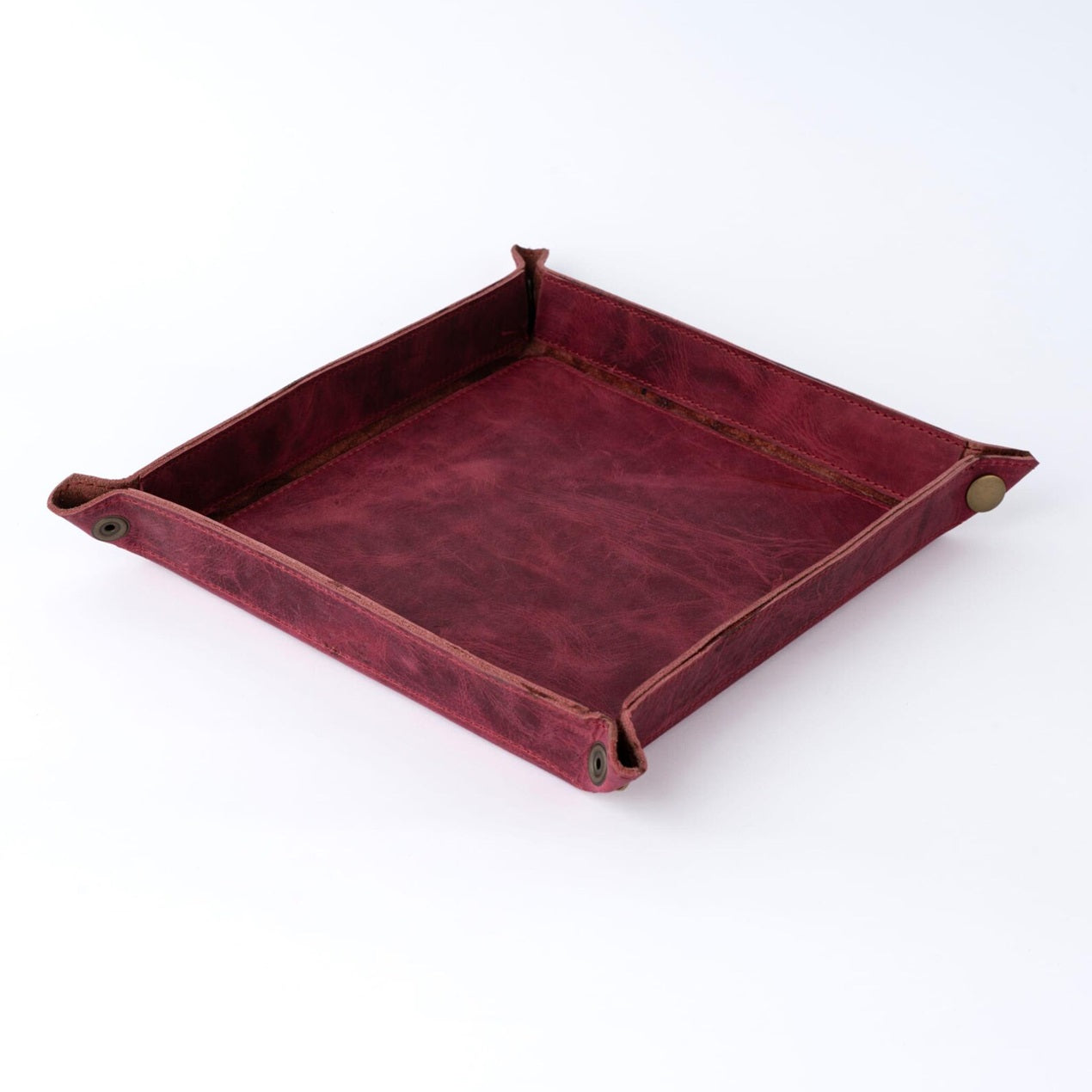 Handmade Full Grain Maroon crazy Horse Pull Up leather tray