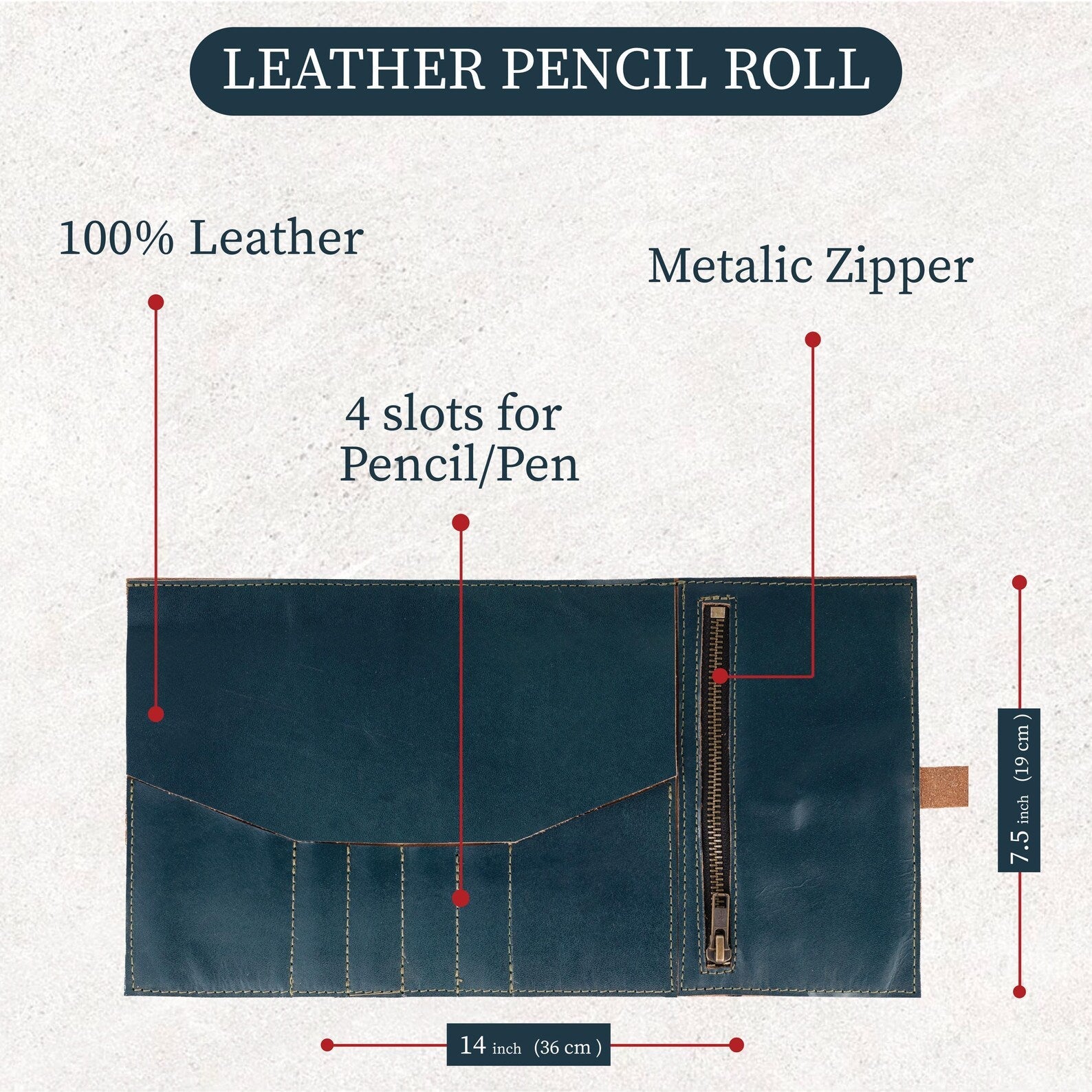 The Colorado Green Leather Pencil Roll for School, Back to School Art Organizer