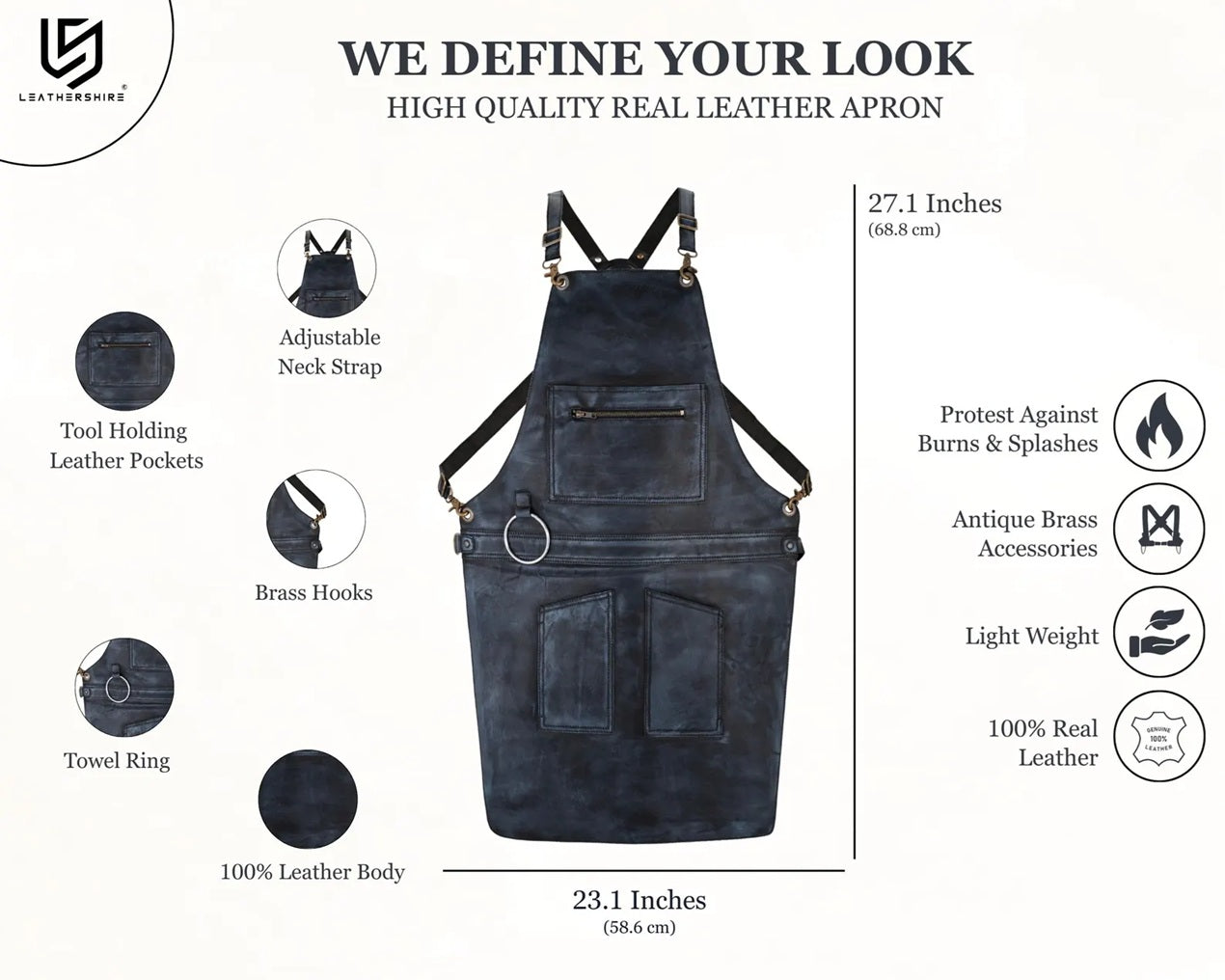 The New Mexico Full Grain Leather Apron with Zip