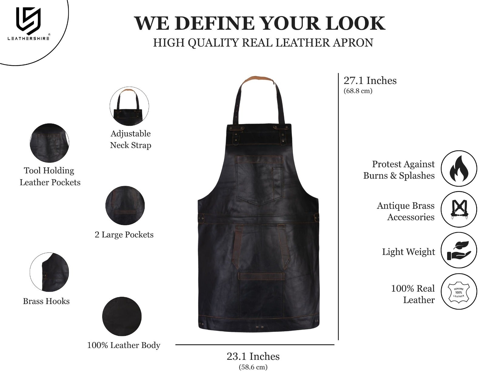 The Maryland Full Grain Handmade Leather Apron