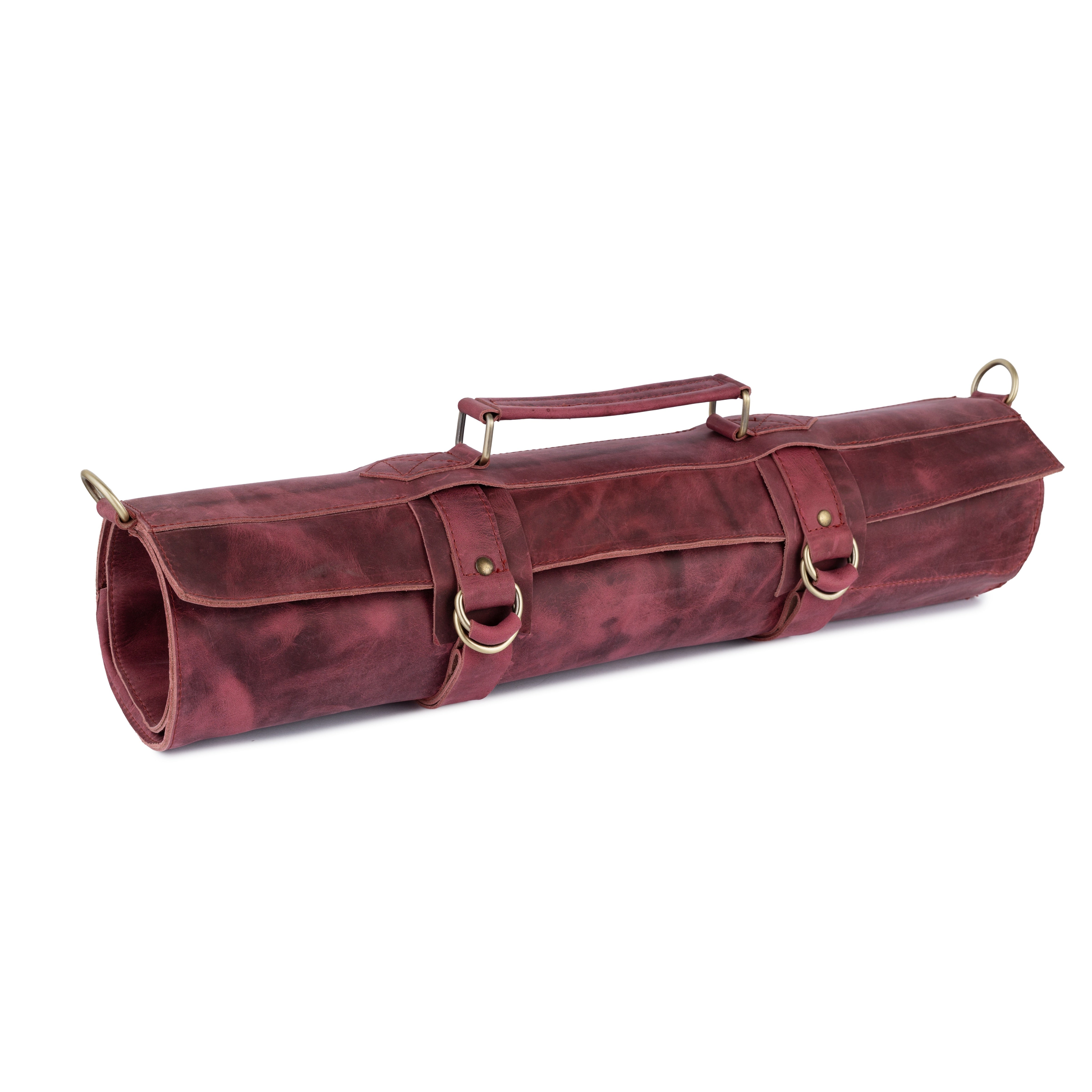 The New Jersey Red Crazy Horse Pull up Leather Knife roll - Biggy