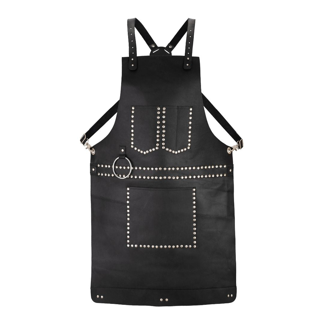 The Kentucky Black Leather Stud Apron