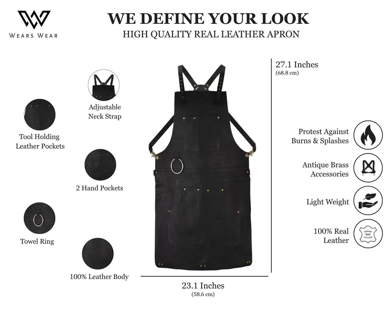 The Alabama Full Grain Handmade Crossbody Leather apron