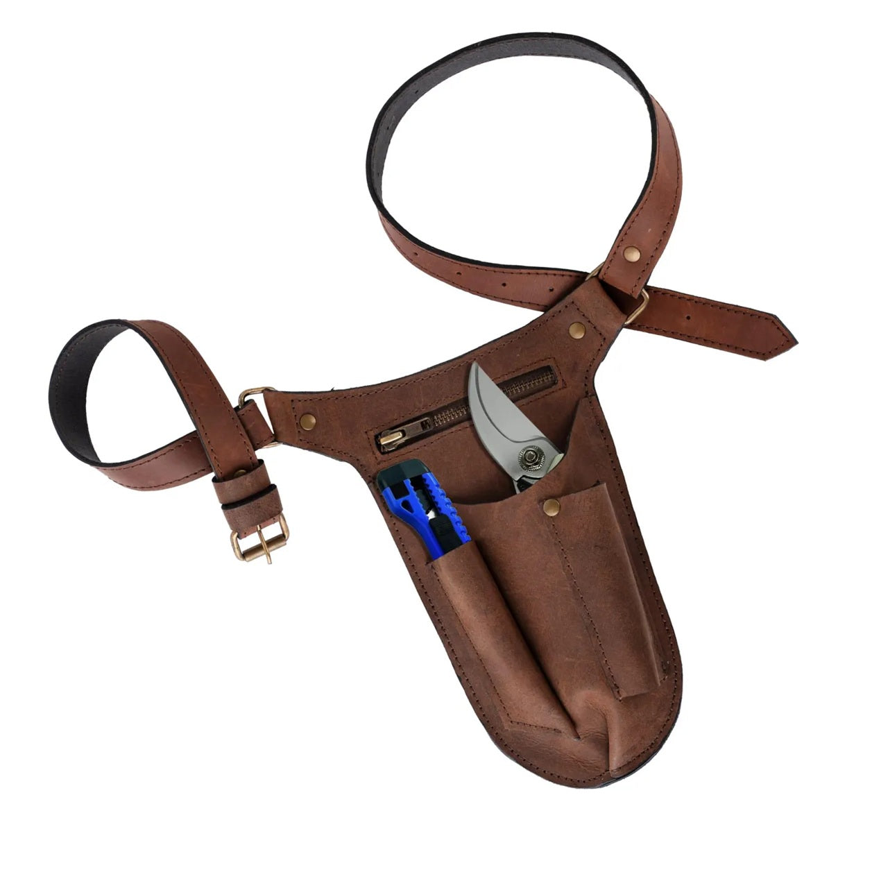 The Essex Brown Gardener & Hair Artist Stylish Leather Tool Belt