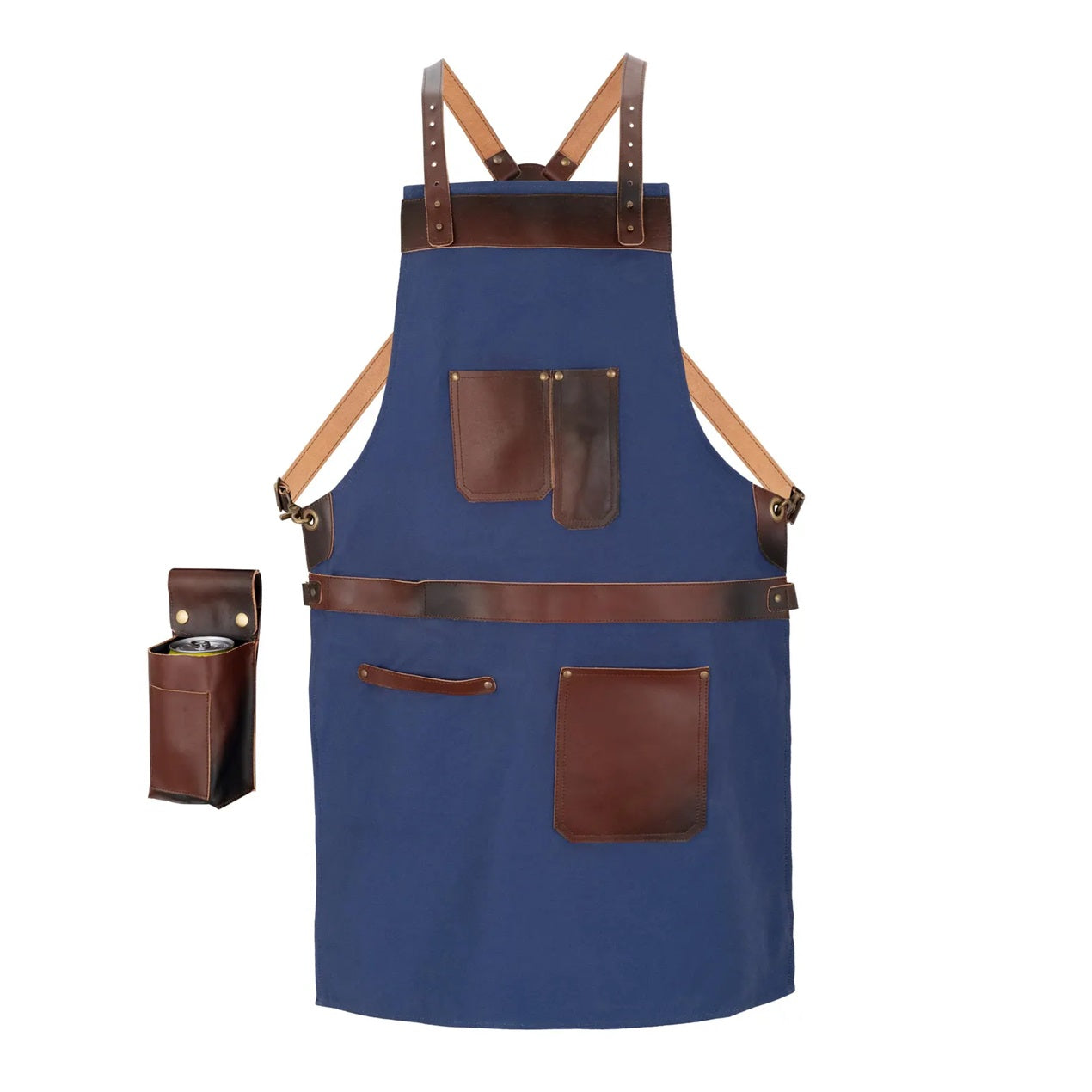 The North Carolina Blue Canvas Crossbody Apron with Can Pocket