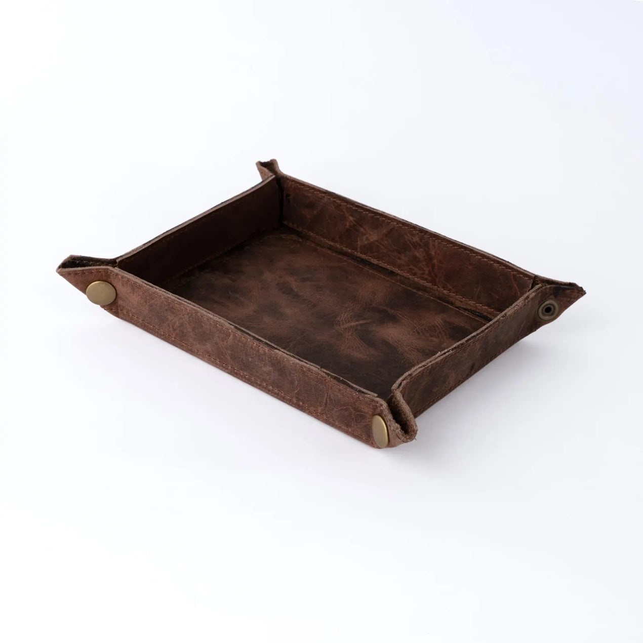 Handmade Full Grain Dark Brown crazy Horse Pull Up leather tray
