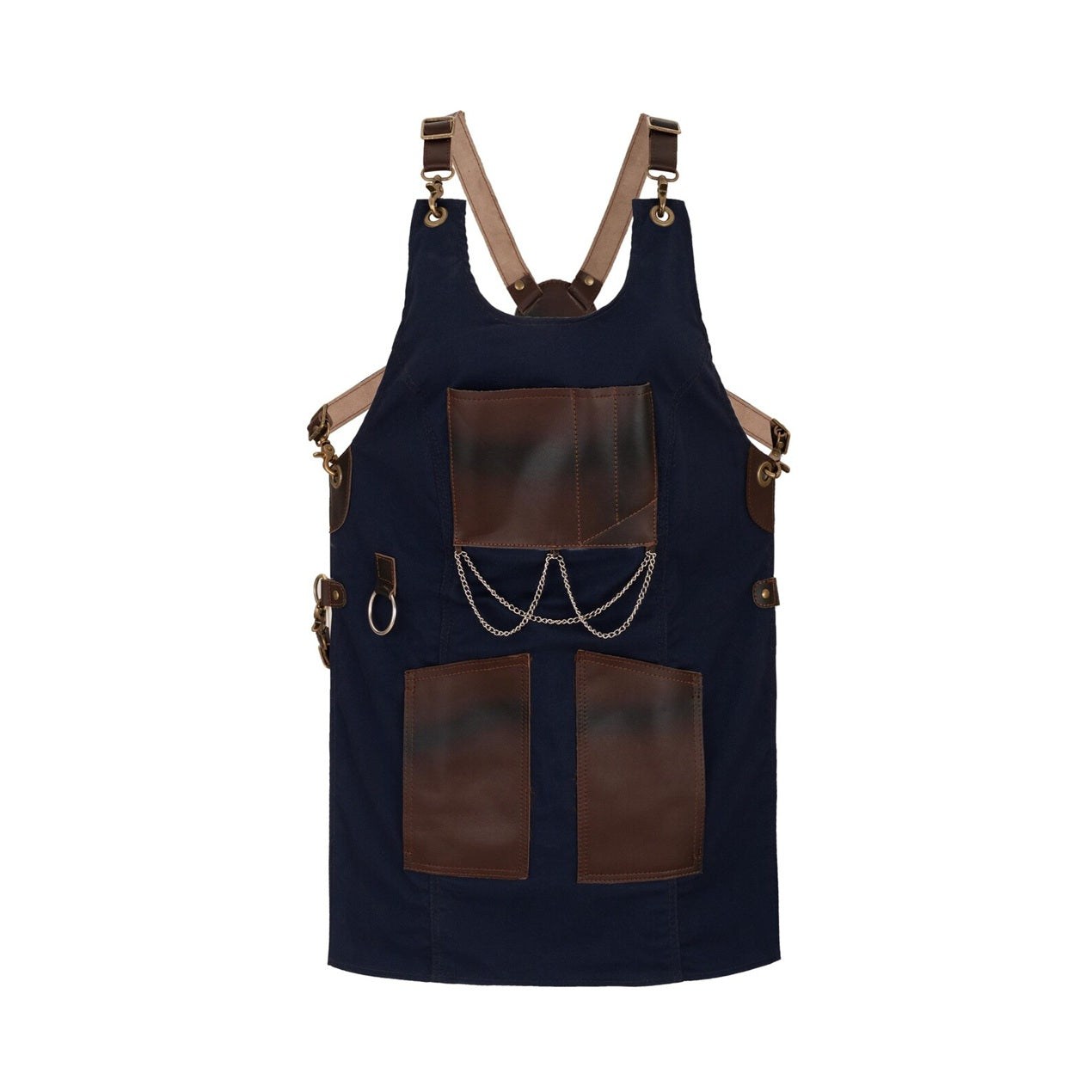 The Montana New Style Blue Canvas and Leather Apron