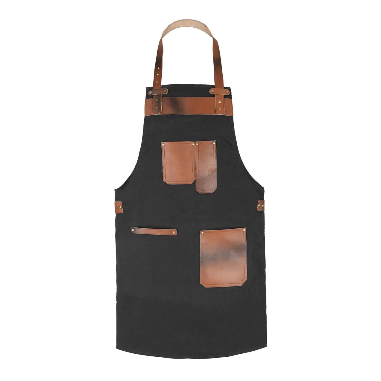 The Michigan Canvas Brown Handmade Leather Pocket Apron