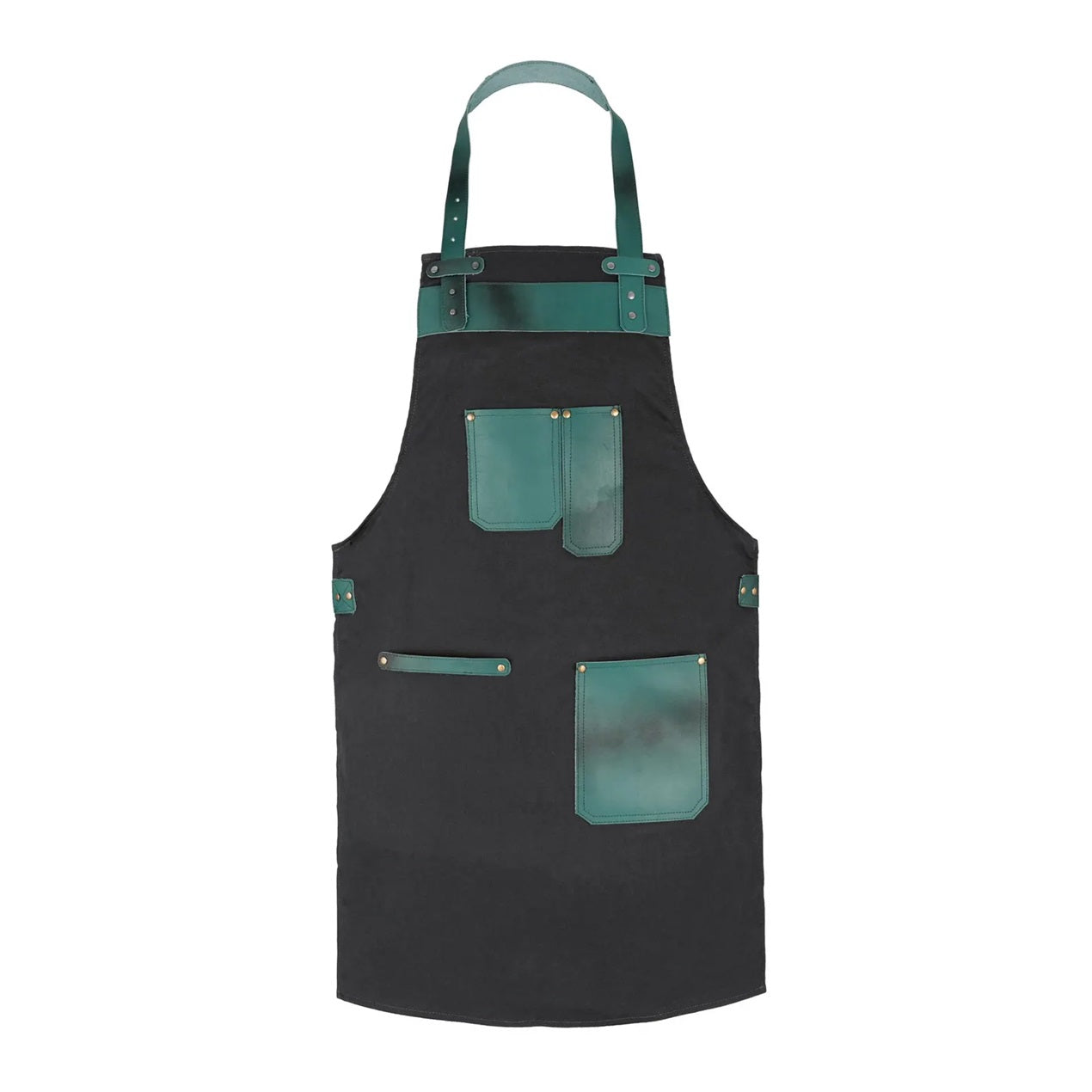 The Michigan Canvas Green Handmade Leather Pocket Apron