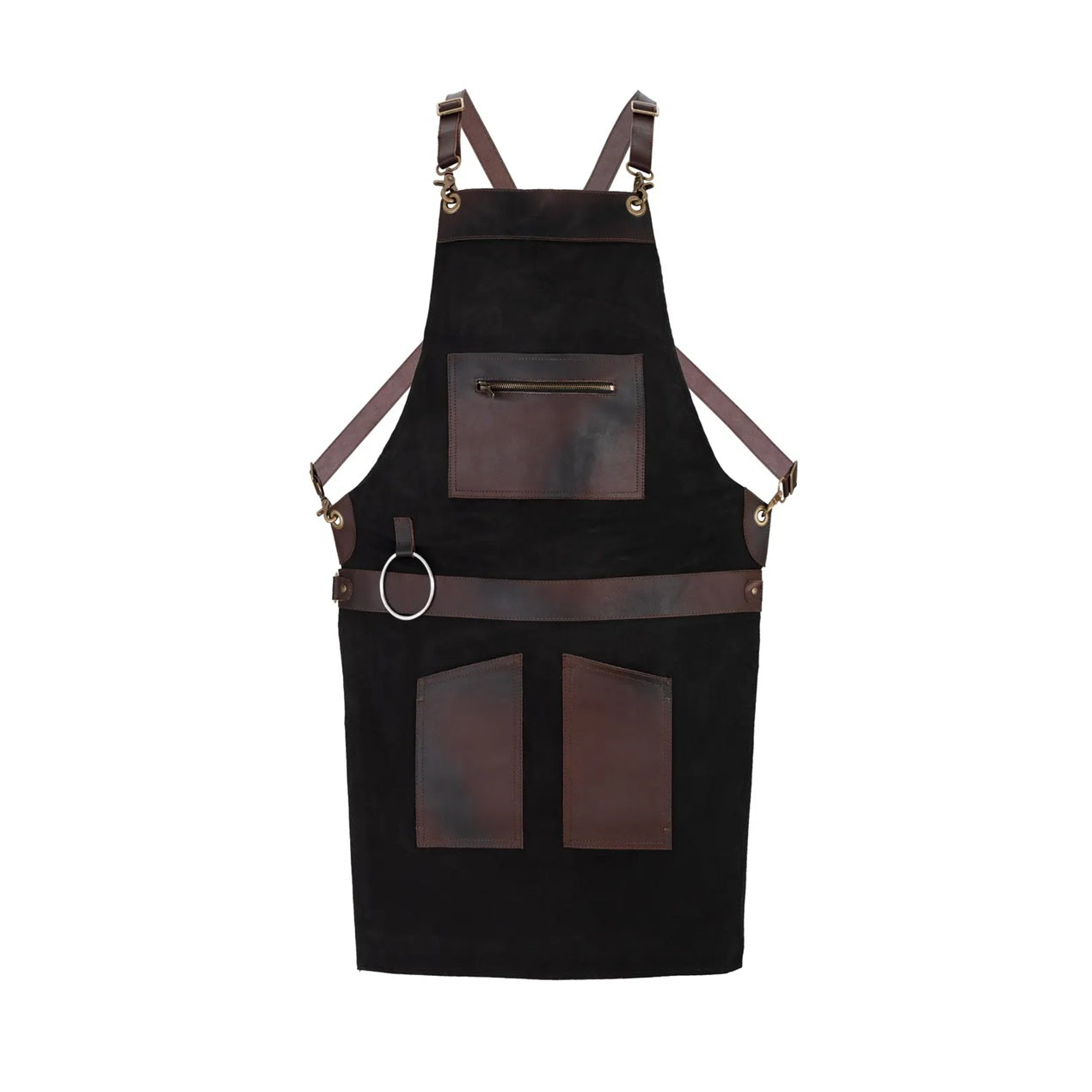 The Rhode Island Canvas Apron with Zip Leather pocket