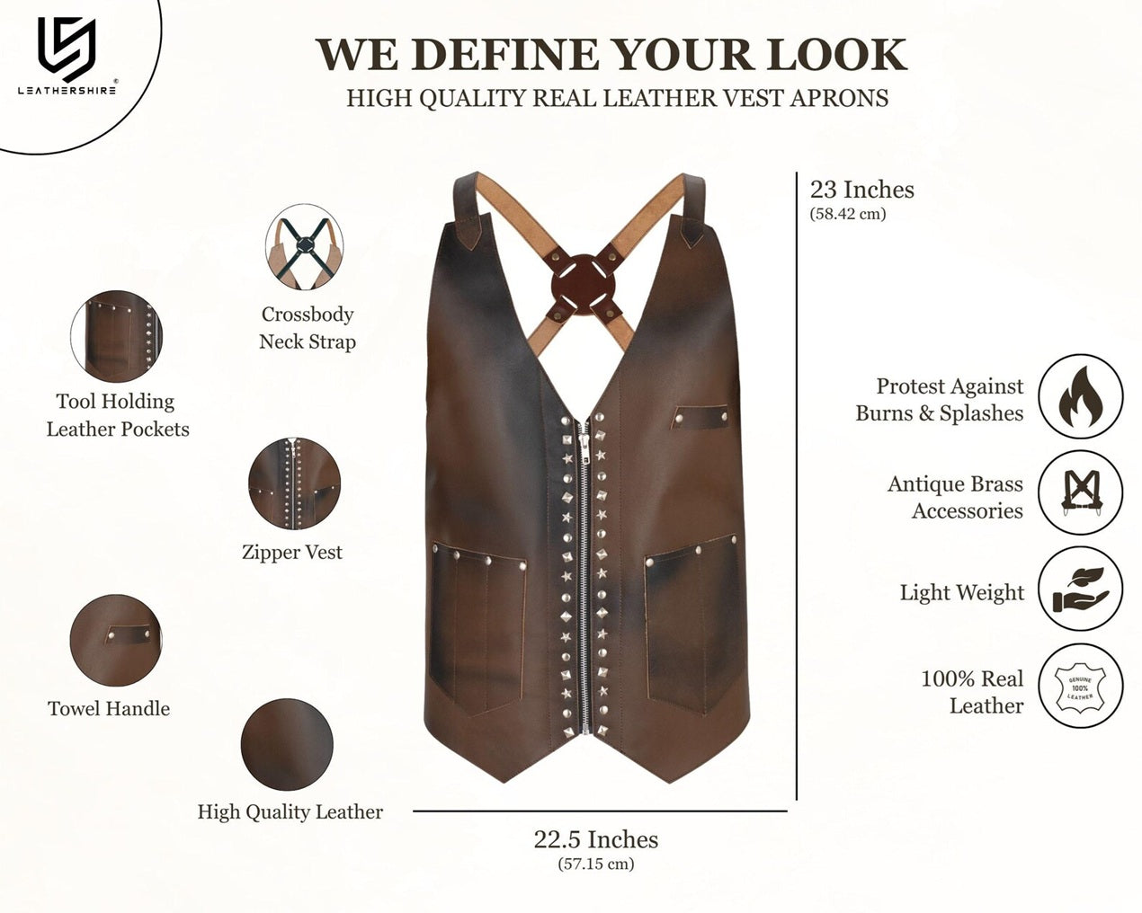The Essex Studd Diss Brown Leather Vest for Barbers and Bartenders