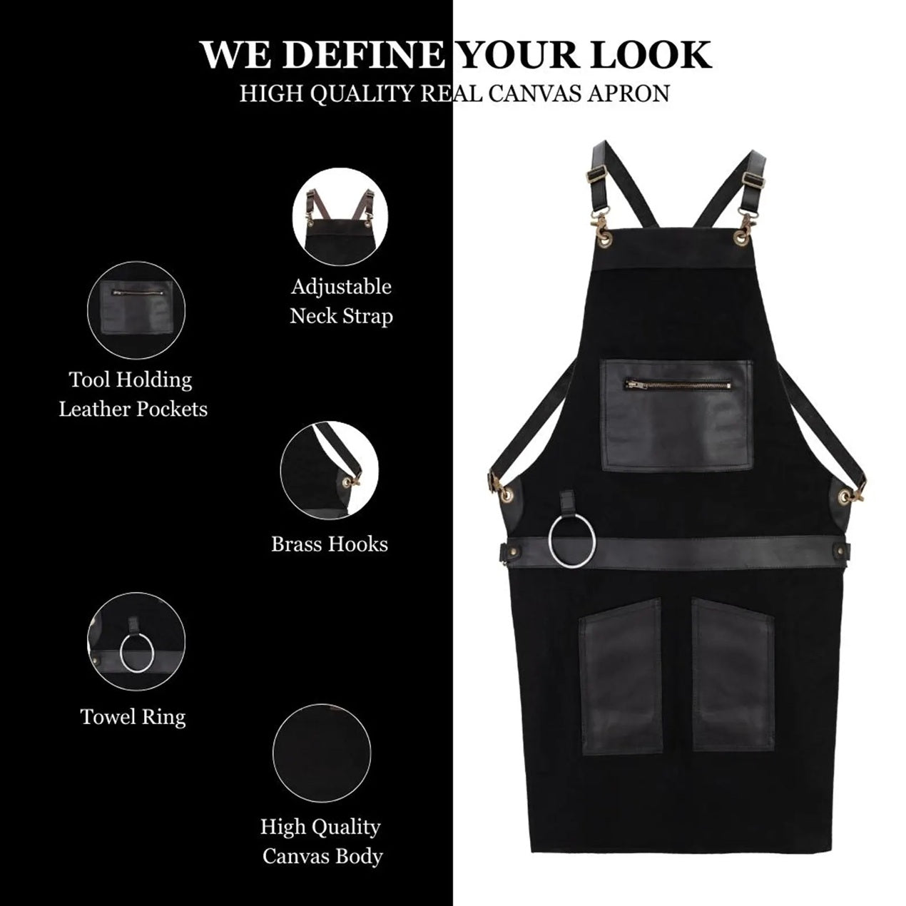 The Colorado Canvas Apron with Zip Leather pocket