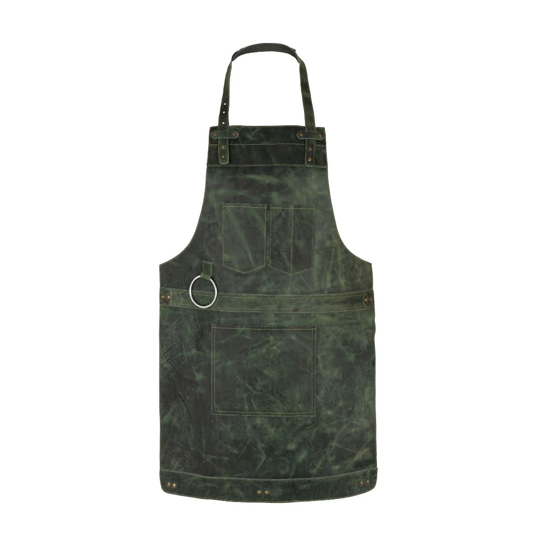 Olive Green Crazy Horse Pull up Leather apron