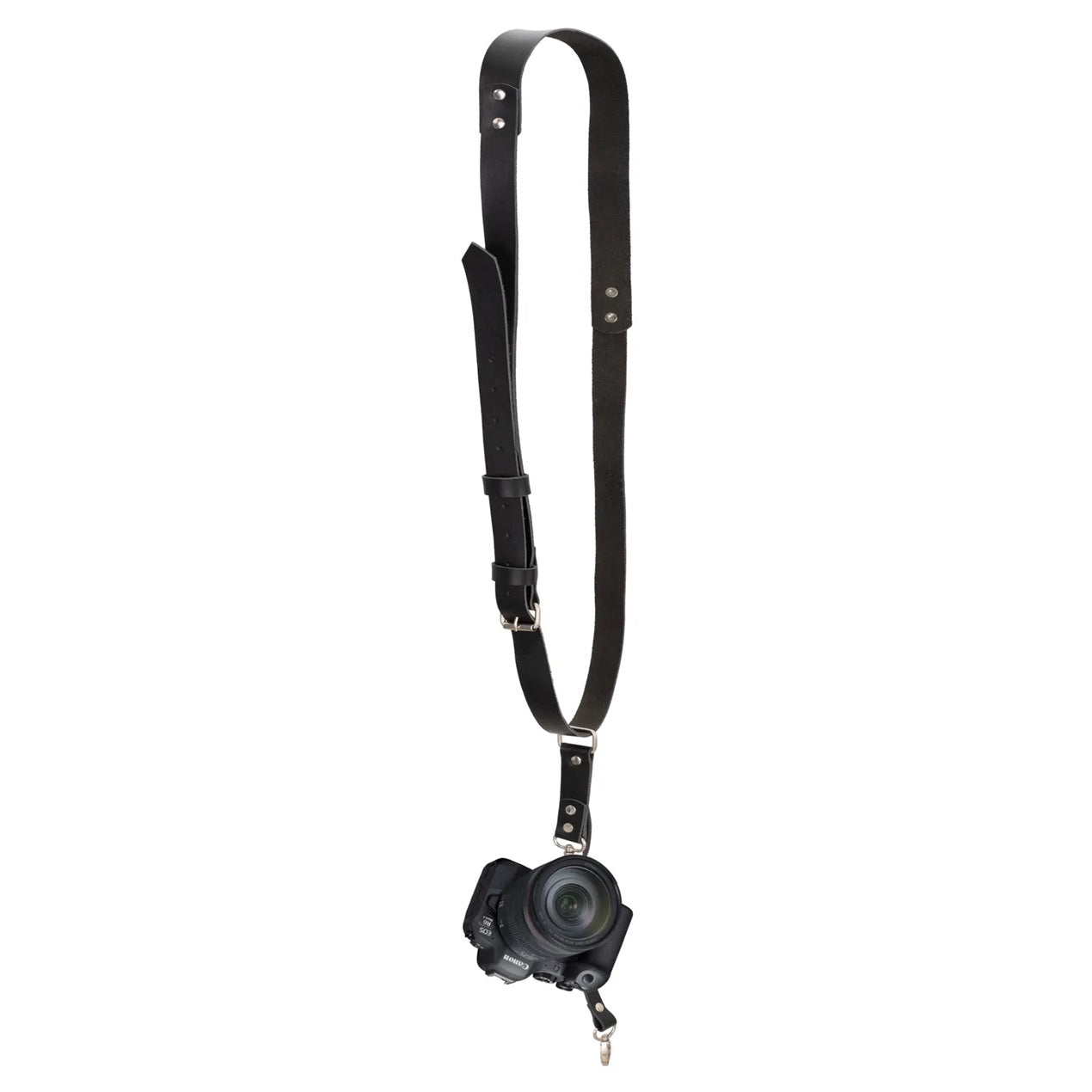The Bedfordshire Black Leather Camera Belt B Dual Camera Strap