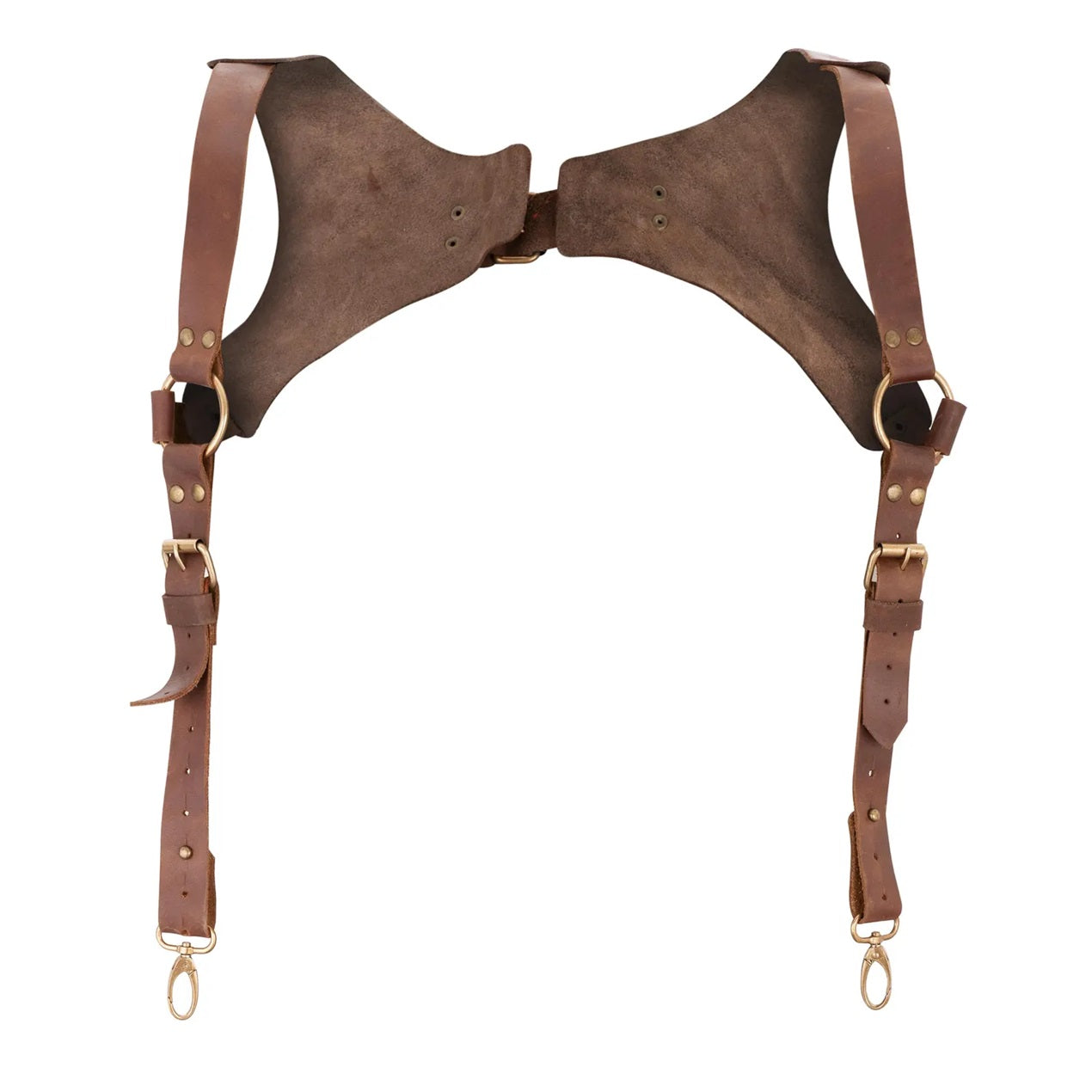 Full Grain Men's Brown Leather Suspenders Style A