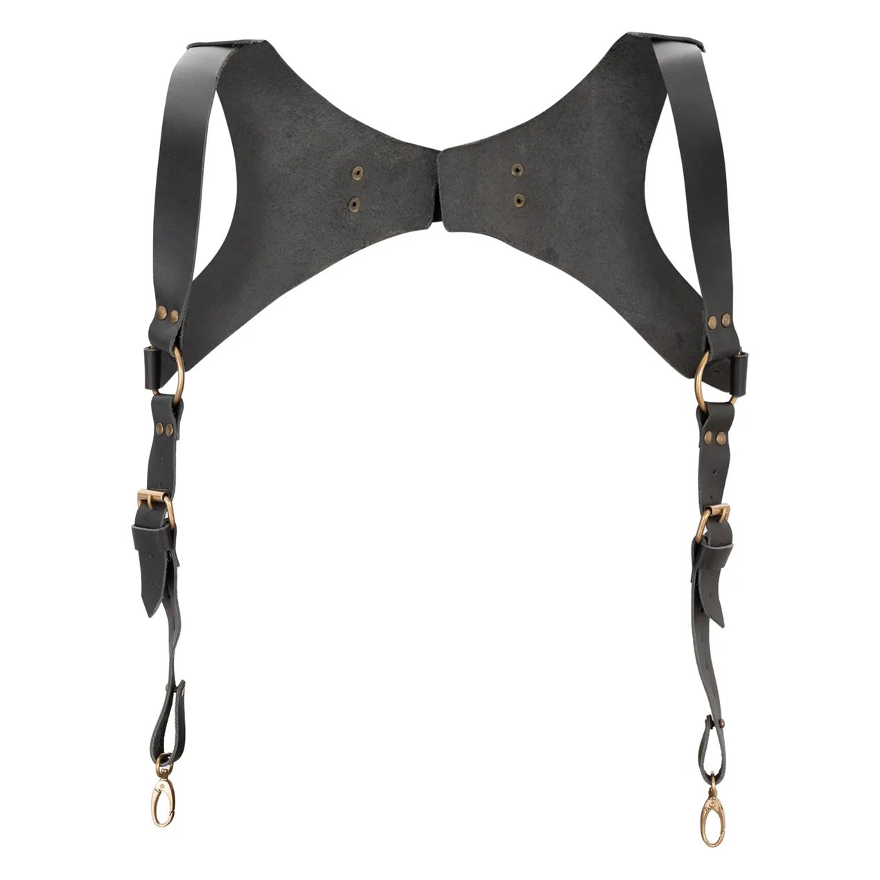 Full Grain Men's  Black Leather Suspenders Style A