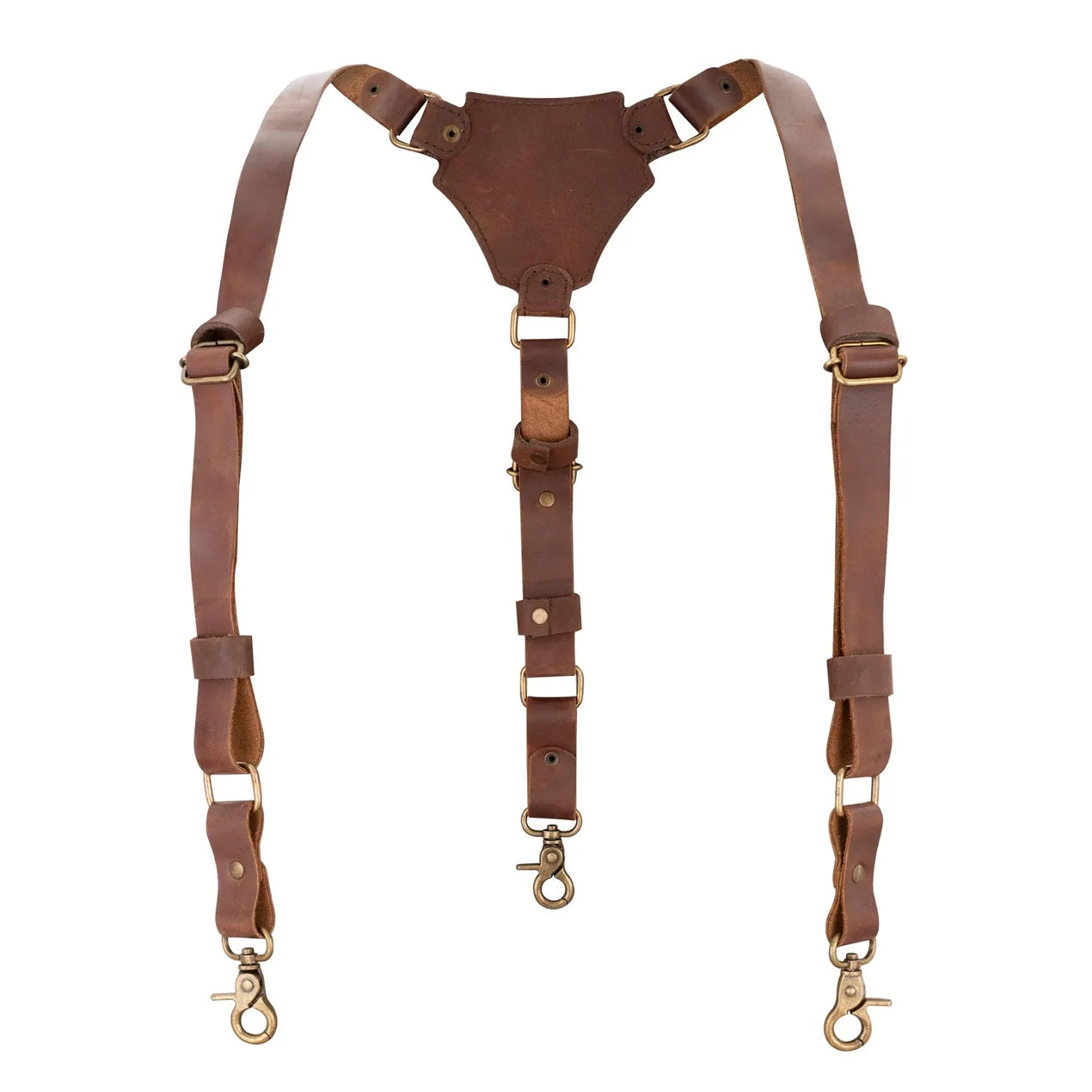 Full Grain Men's Brown Leather Suspenders Style B