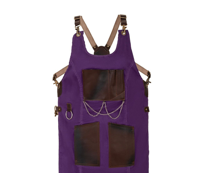 The Montana New Style Purple Canvas and Leather Apron