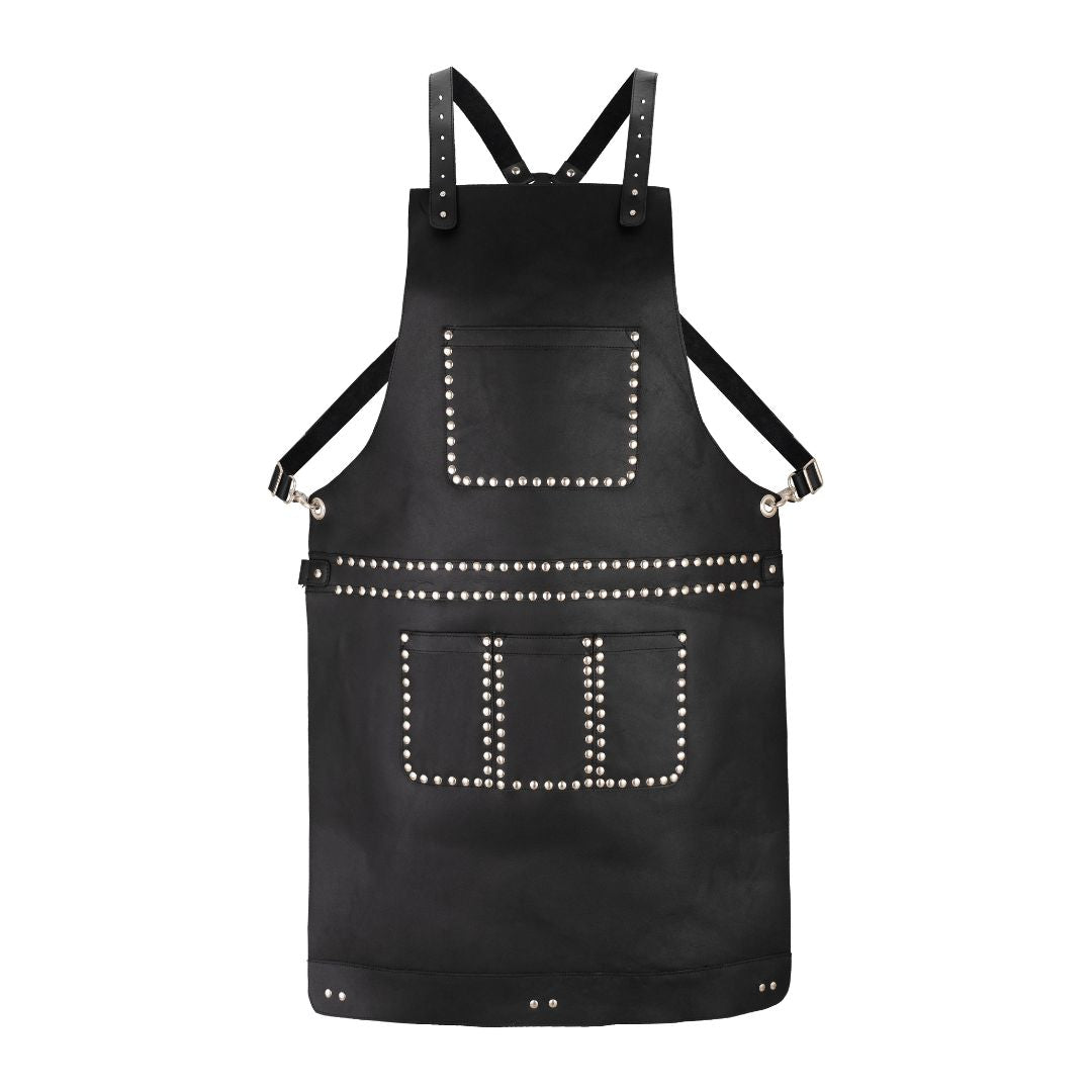 The Kentucky Black Leather Stud Apron