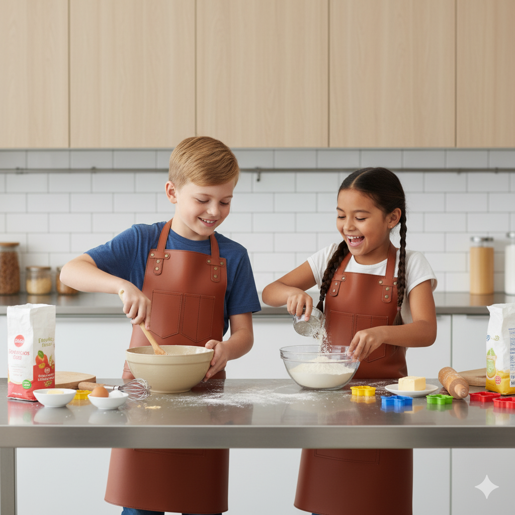 The Mississippi Tan Brown Full Grain Kids Leather Apron
