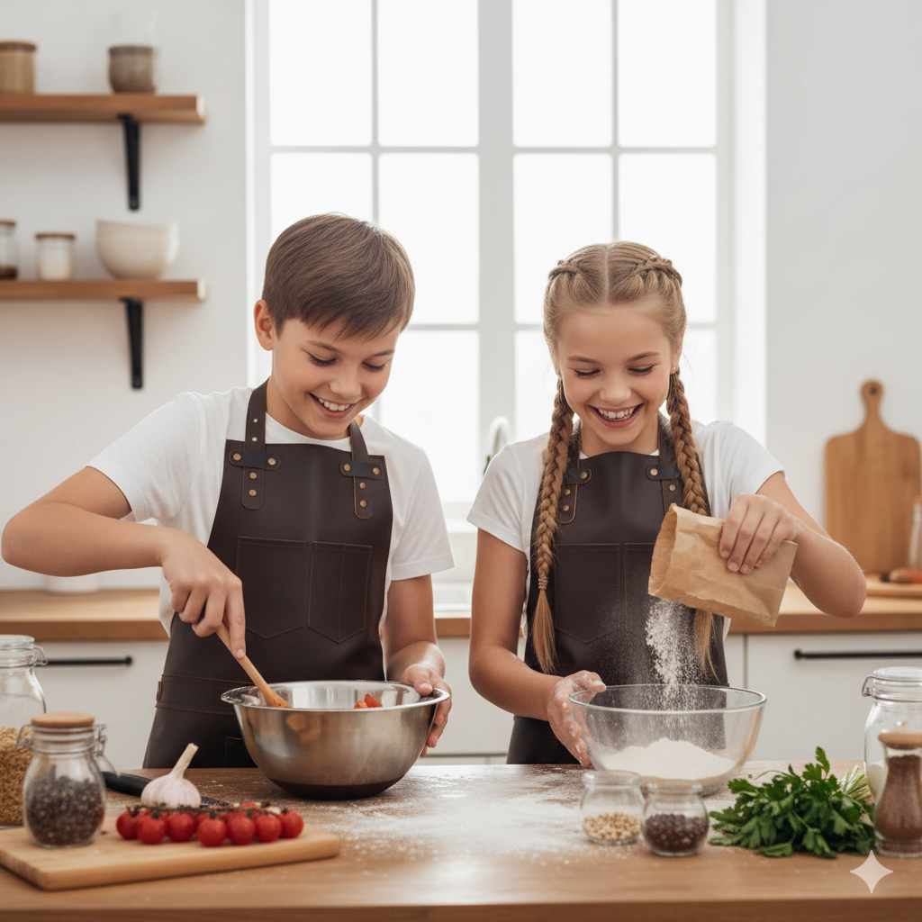 The Mississippi Chocolate Brown Full Grain Kids Leather Apron