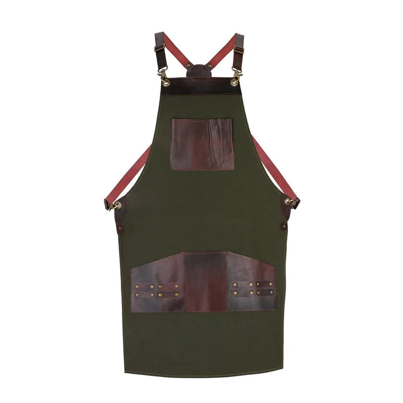 The Montana Canvas Apron with Leather pockets