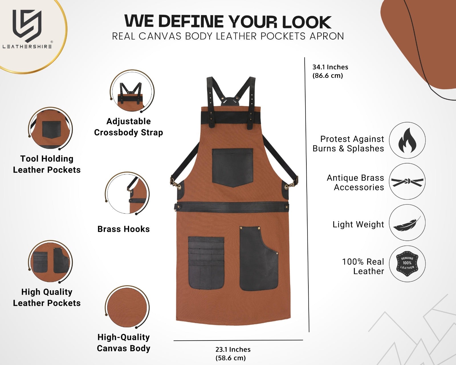 The Tennessee Brown Canvas Crossbody Cook Apron