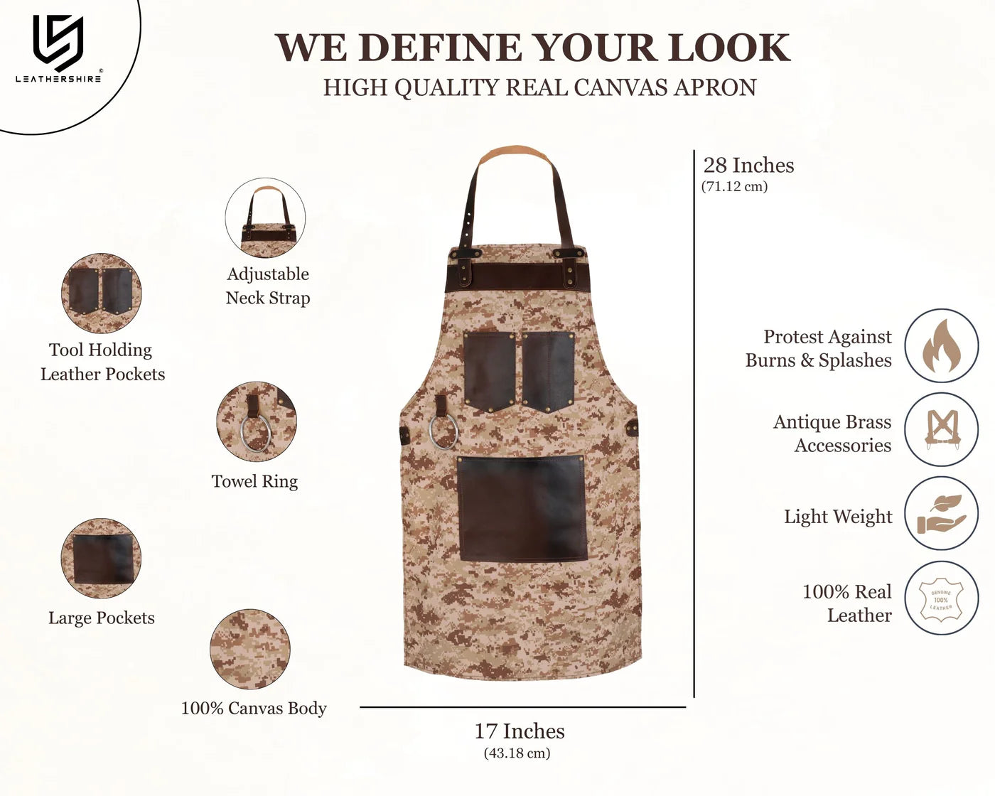 The Northumberland Canvas Camougflage Bib Apron