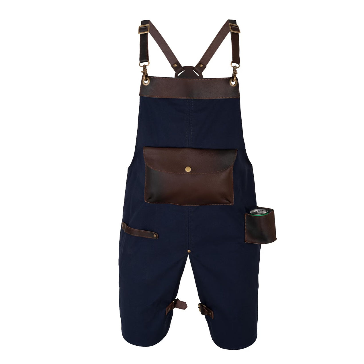 The Oregon Blue Split Leg Canvas Apron with Can Holder Leather Pocket