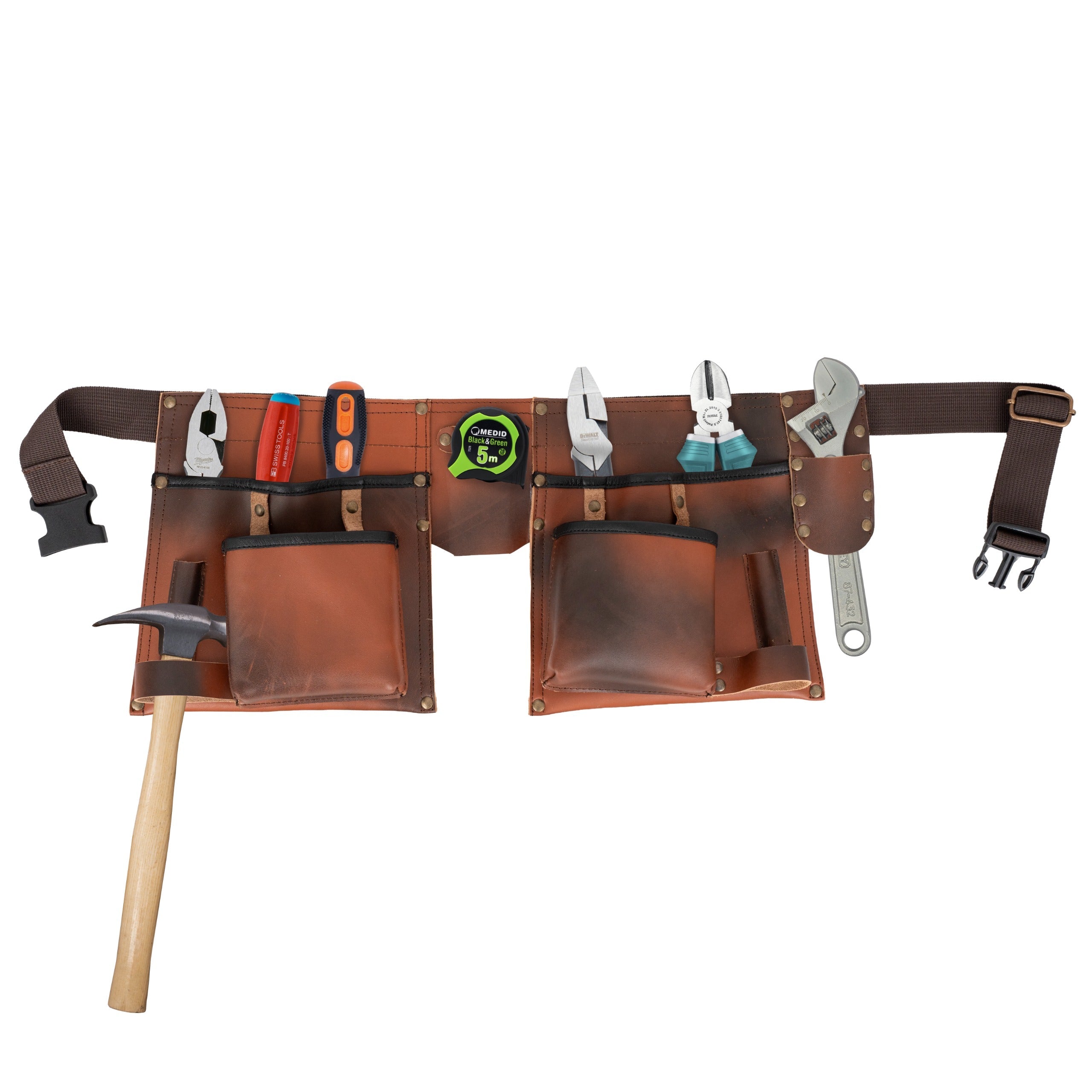 The Tan Brown Full Grain Leather Tool Belt Wrench Holder Mechanics Tool Belt
