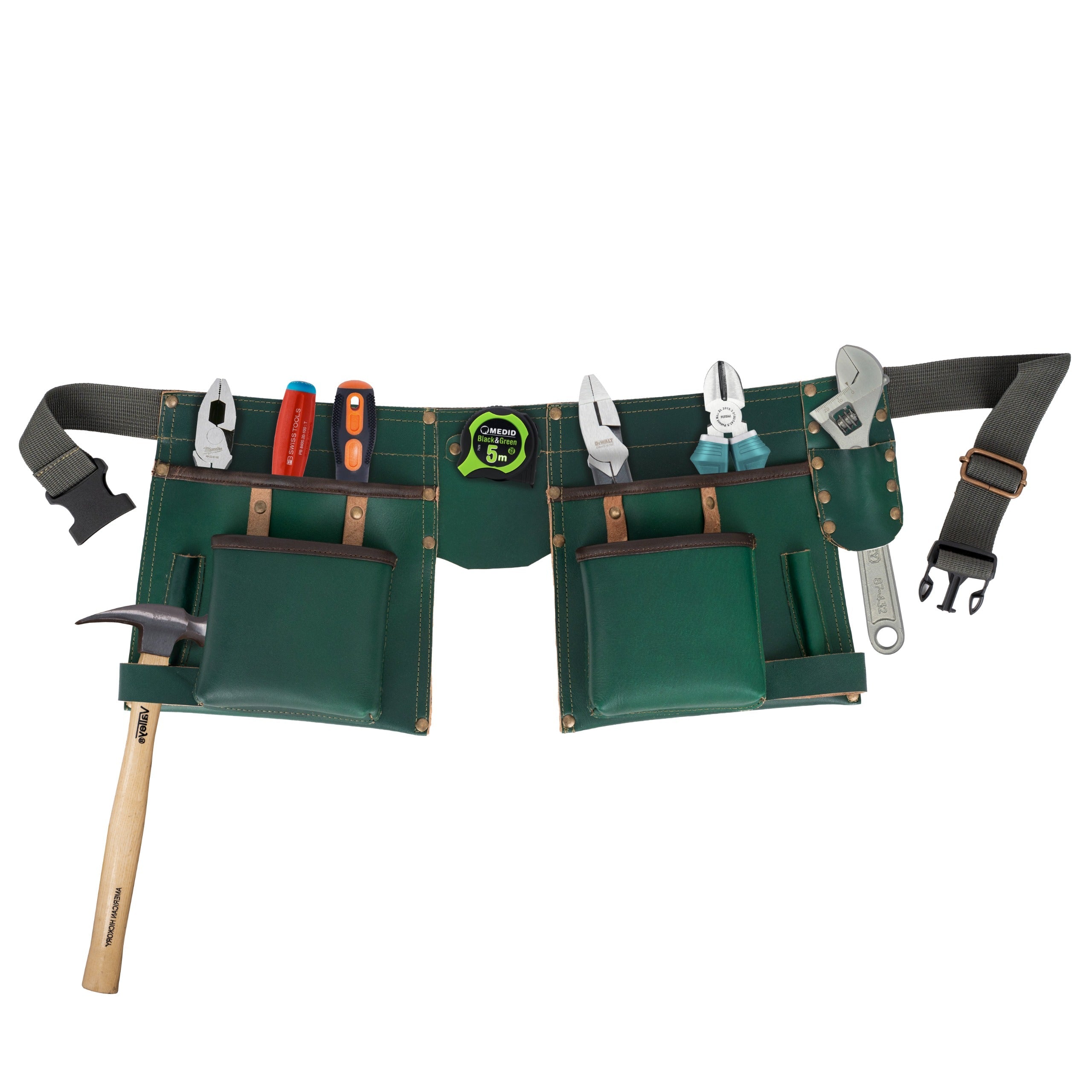 The Green Full Grain Leather Tool Belt Wrench Holder Mechanics Tool Belt