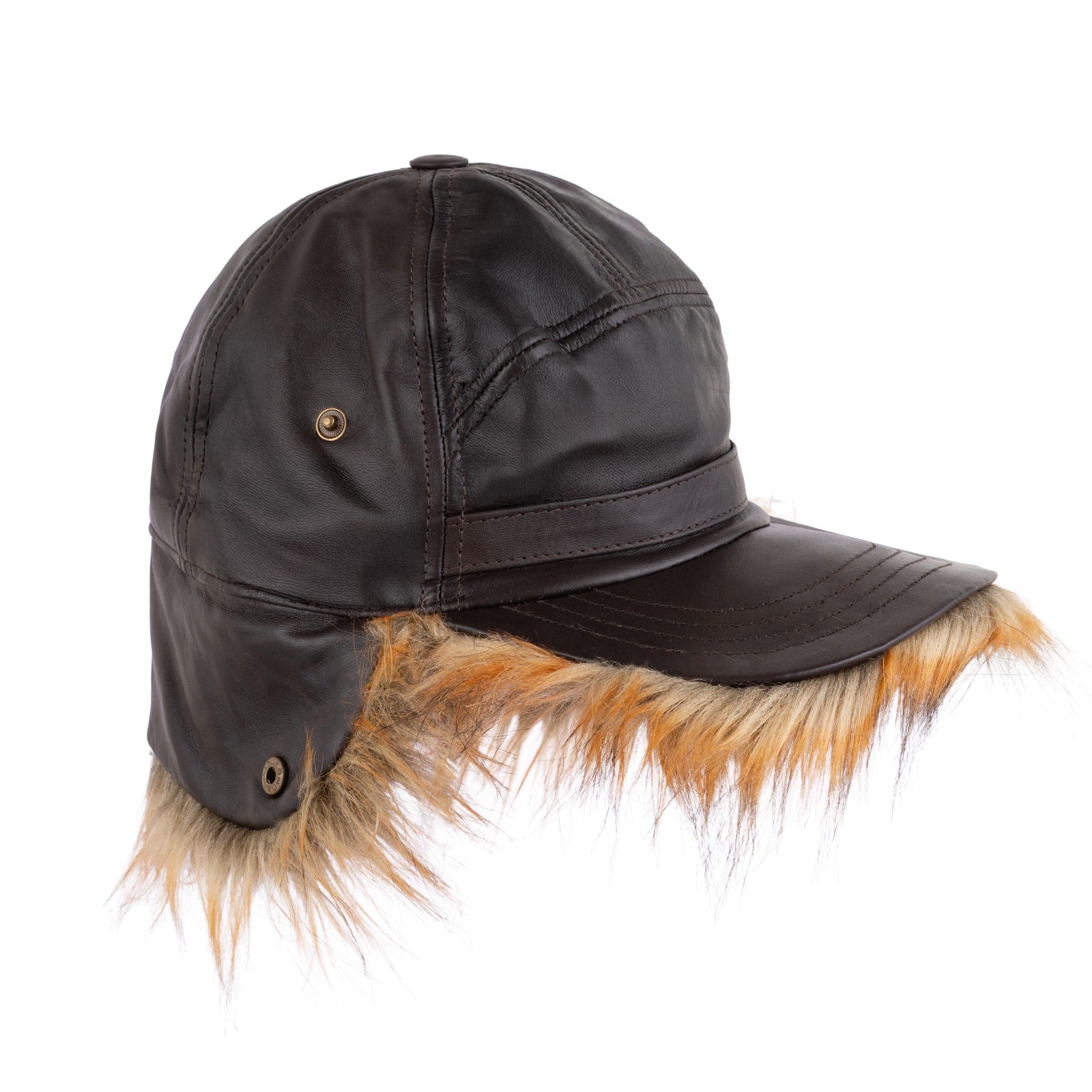 The Greater Manchester Leather Winter Baseball Cap Earflap Fitted Hats