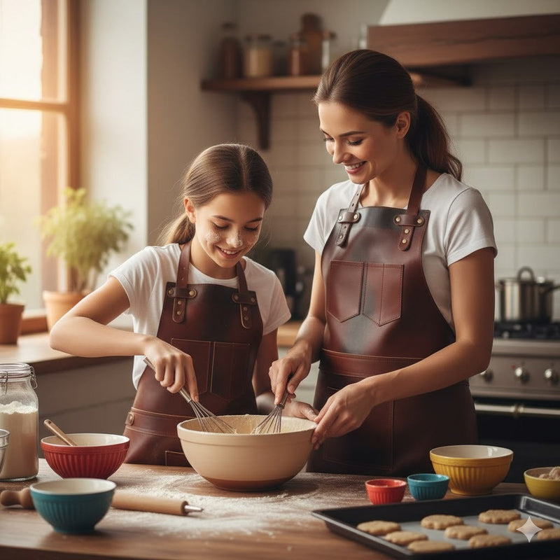 The Mississippi Mother & Daughter Leather apron Dark Brown Full Grain Leather Apron