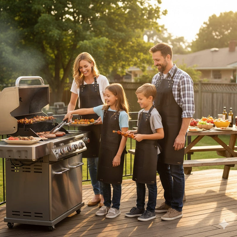 The Arizona Family Black Full Grain Leather Apron