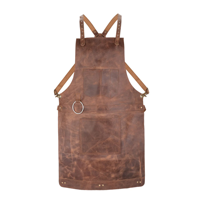 Distrressed Brown Crazy Horse Pull up Crossbody Leather apron