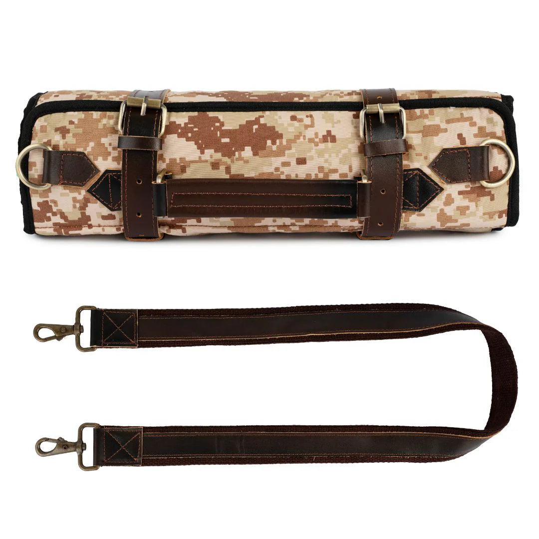 The Camo Canvas 9 Pocket Knife Roll Chef Roll