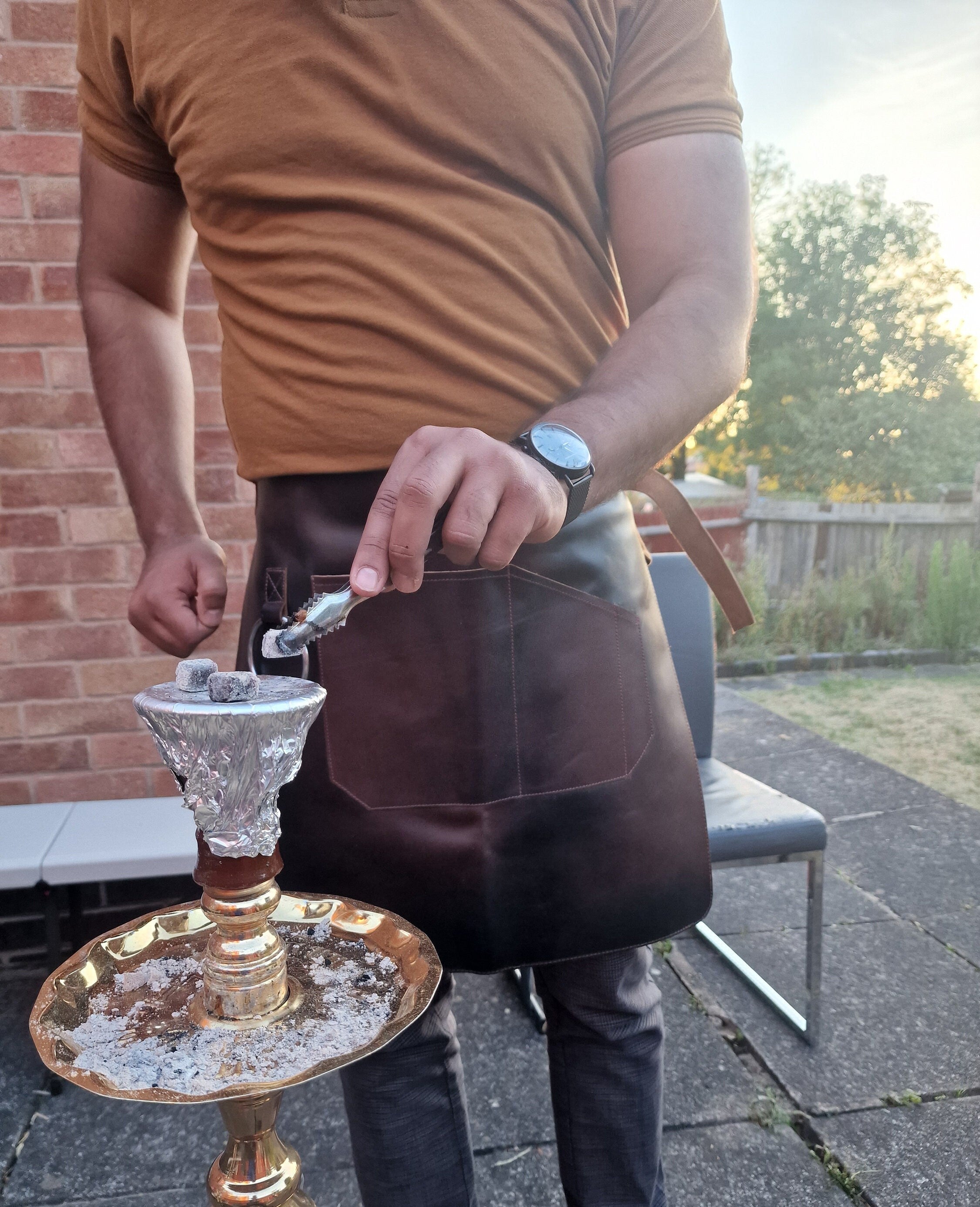 The Delaware Dark Brown Full Grain Leather Half Apron