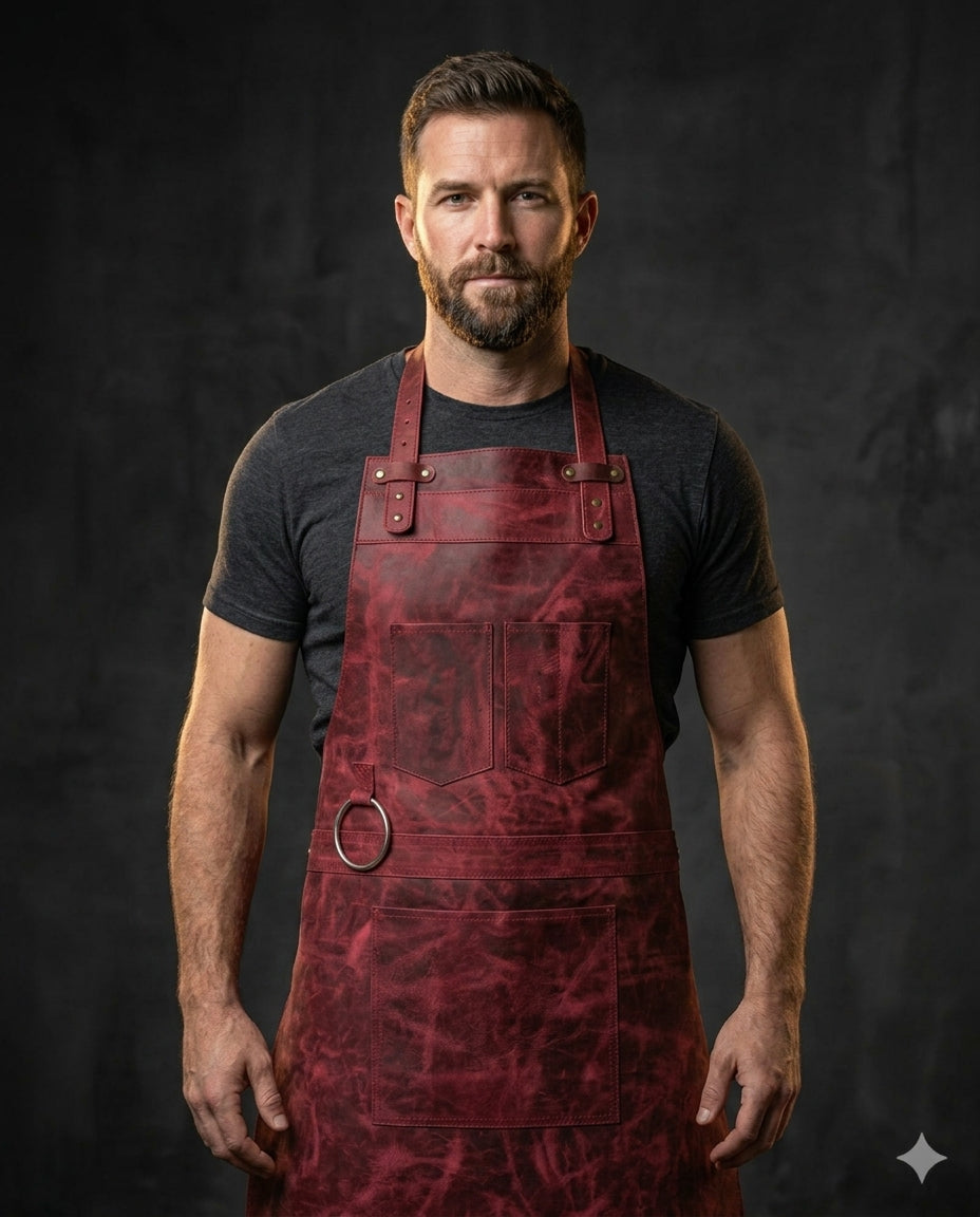 Pink Rose Crazy Horse Pull up Leather apron